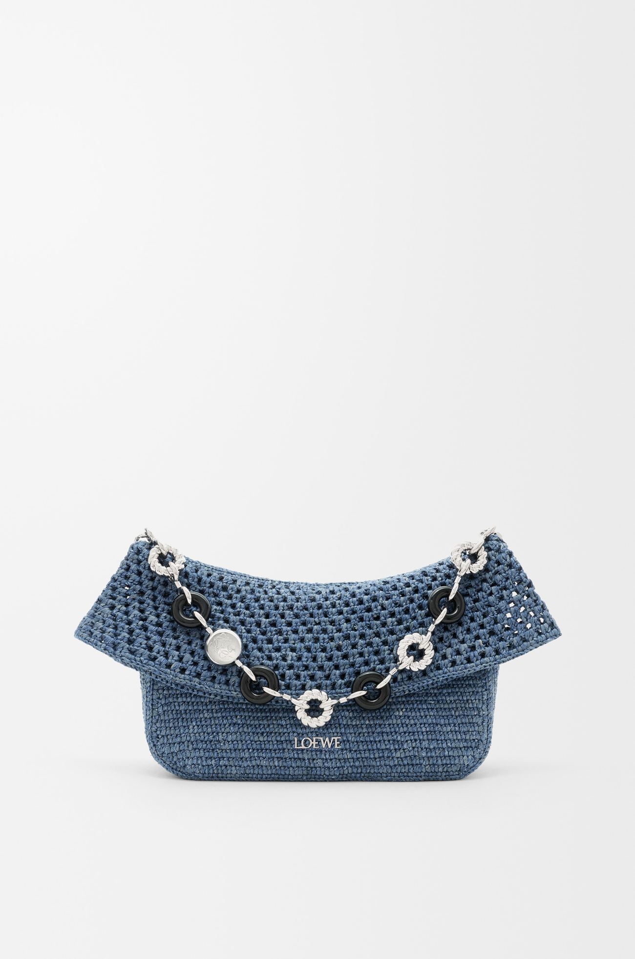 LOEWE Medium Ola bag in crochet Denim Blue