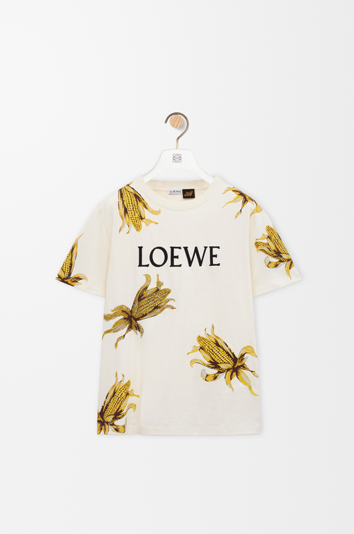 LOEWE Embellished T-shirt in cotton Ecru