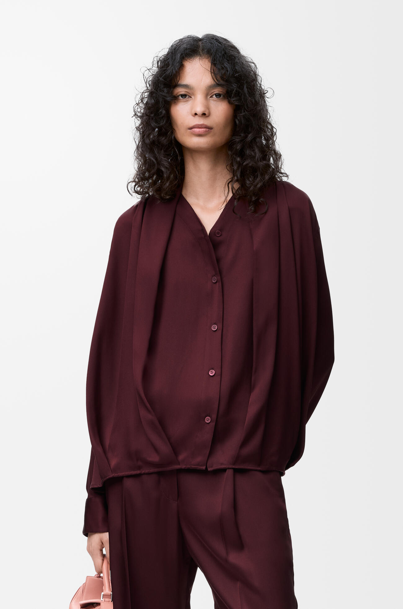 LOEWE Blusa de tipo pijama en seda Burdeos