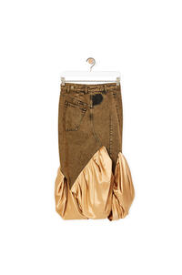 LOEWE Satin panel skirt in cotton and silk Brown pdp_rd
