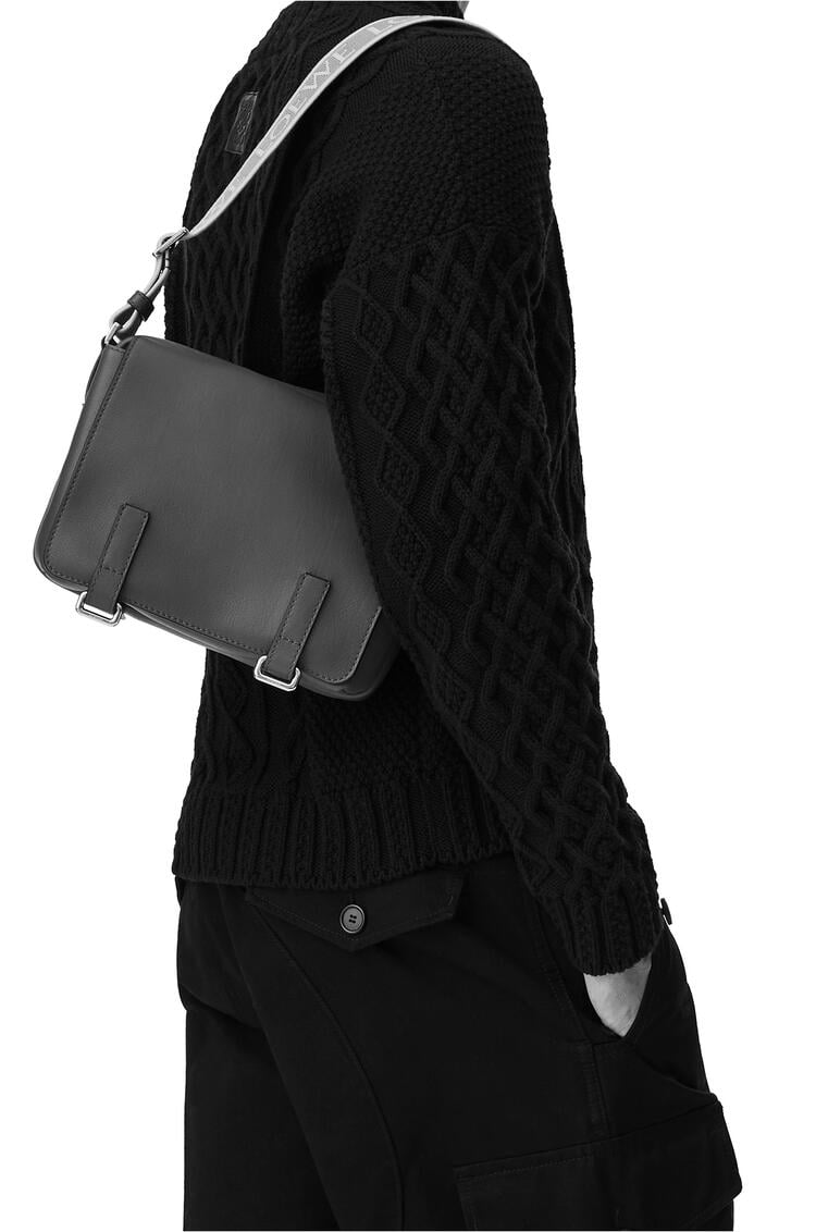 LOEWE XS Military messenger bag in supple smooth calfskin and jacquard Black
