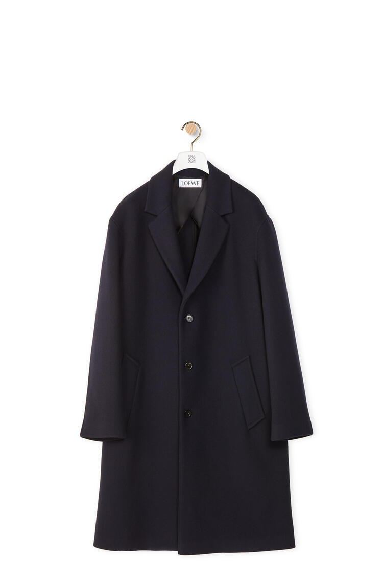 LOEWE Drop shoulder coat in wool and cashmere Navy Blue pdp_rd