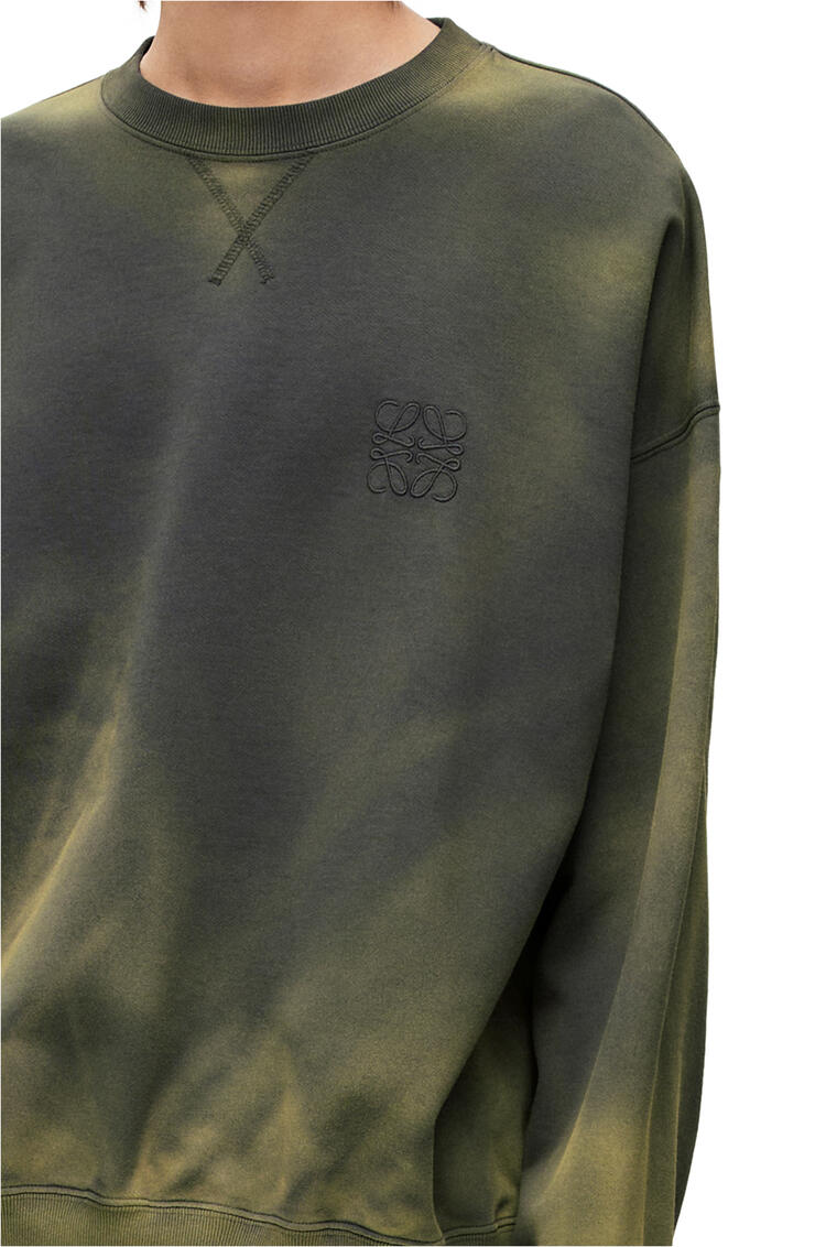 LOEWE Sudadera en algodón con anagrama efecto lavado Verde/Amarillo