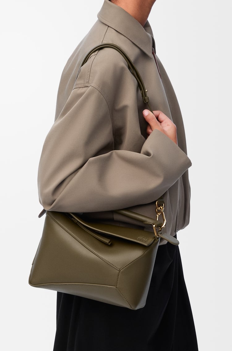 LOEWE Small Puzzle Edge bag in classic calfskin Dark Khaki