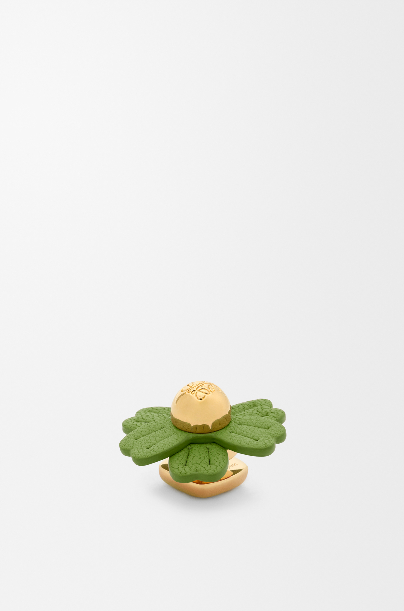 LOEWE 小牛皮花朵別針 綠色