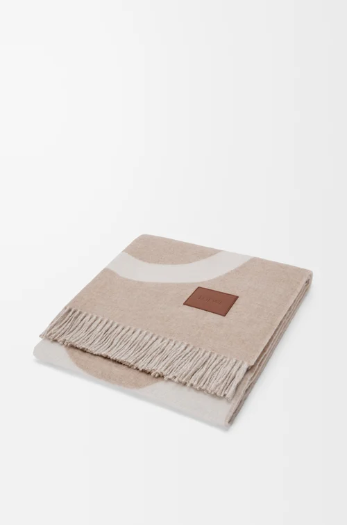 LOEWE Blanket in wool and cashmere Beige/Ecru