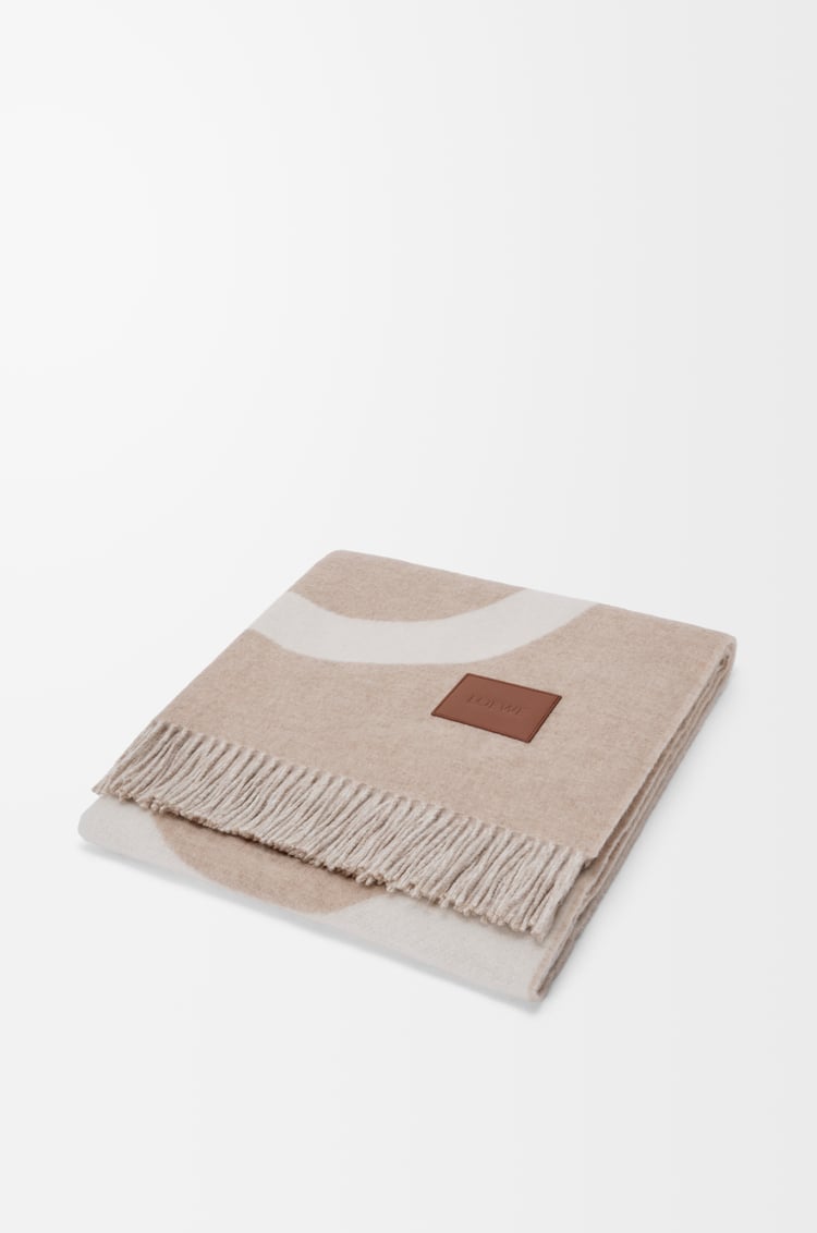 LOEWE Blanket in wool and cashmere Beige/Ecru