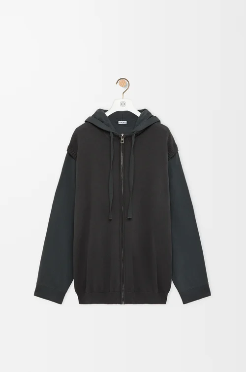 LOEWE Zip-up hoodie in cotton Dark Grey