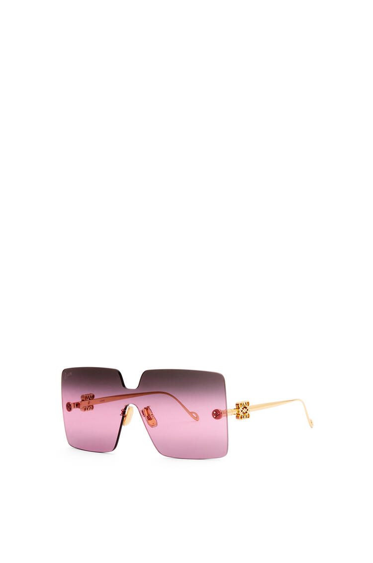 LOEWE Rimless mask sunglasses in metal Pink/Dark Green
