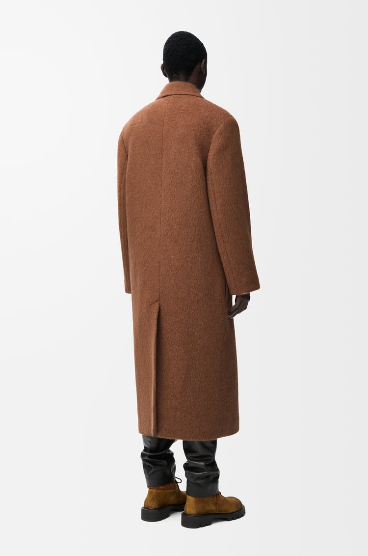 LOEWE Double-breasted coat in lama and wool Light Tan