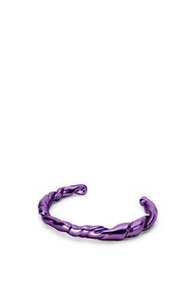 LOEWE 窄款纳帕扭纹银质手环 Dark Purple plp_rd