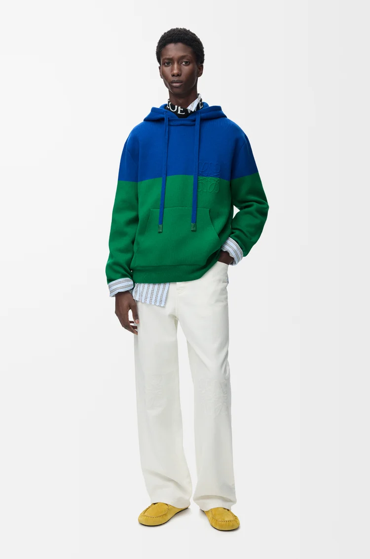 LOEWE Hoodie in cotton blend Blue/Green