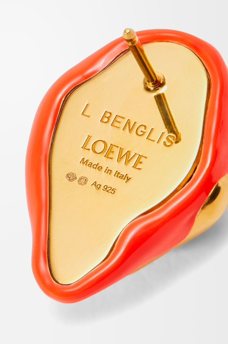 LOEWE フォームドリップ ピアス（スターリングシルバー＆エナメル） ゴールド/レッド
