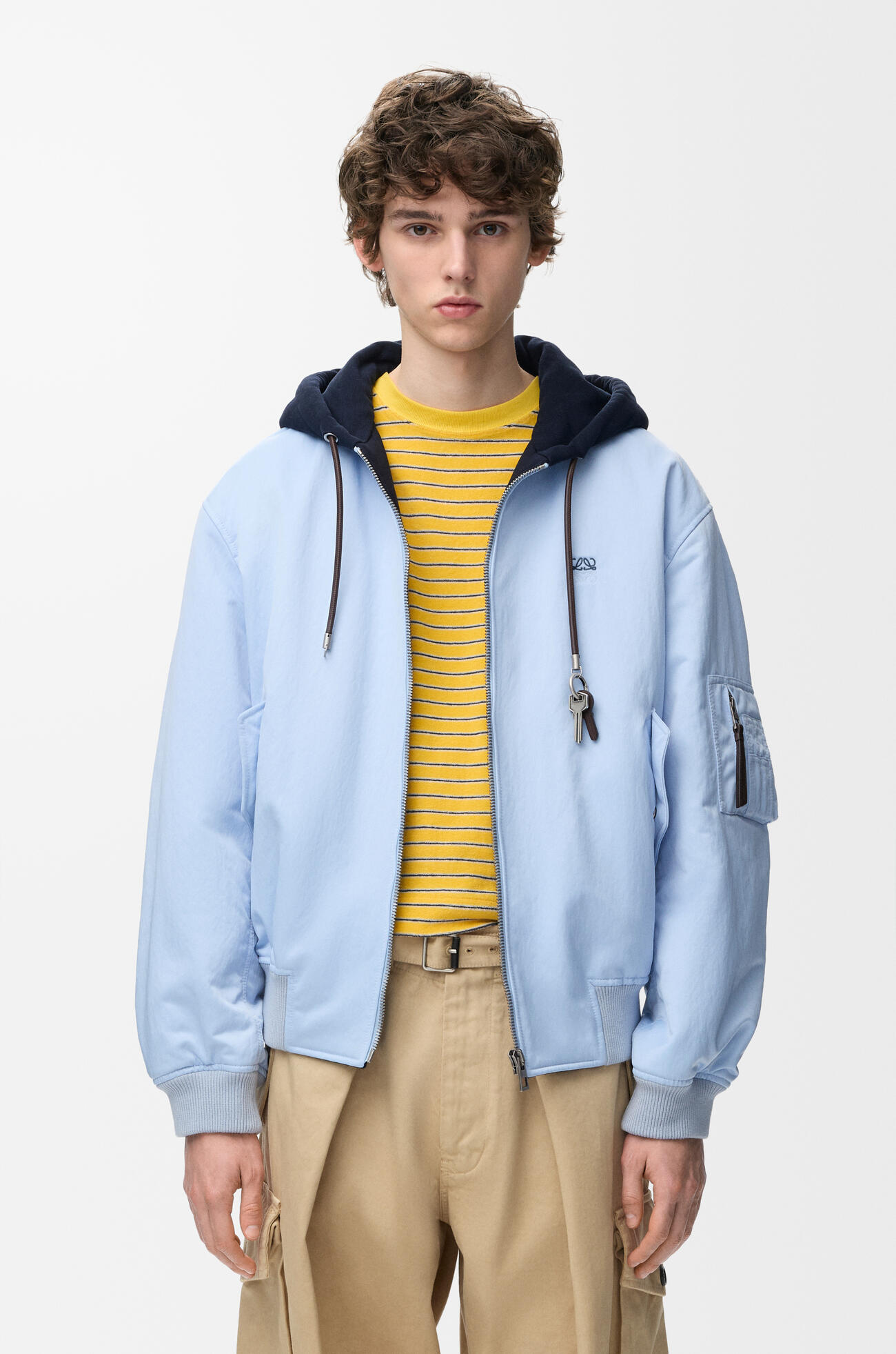 LOEWE Bomber jacket in technical shell Blue