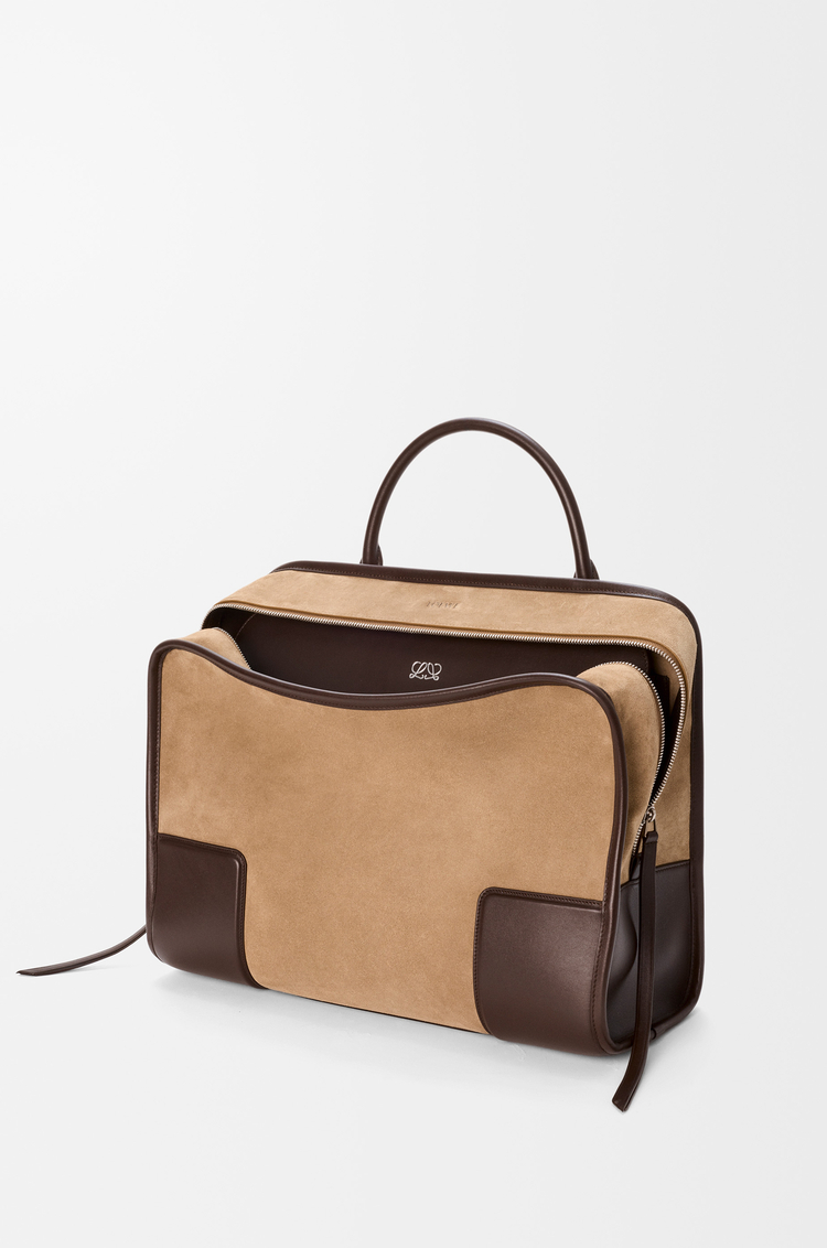 LOEWE XL Amazona 180 bag in suede Dark Oro/Chocolat