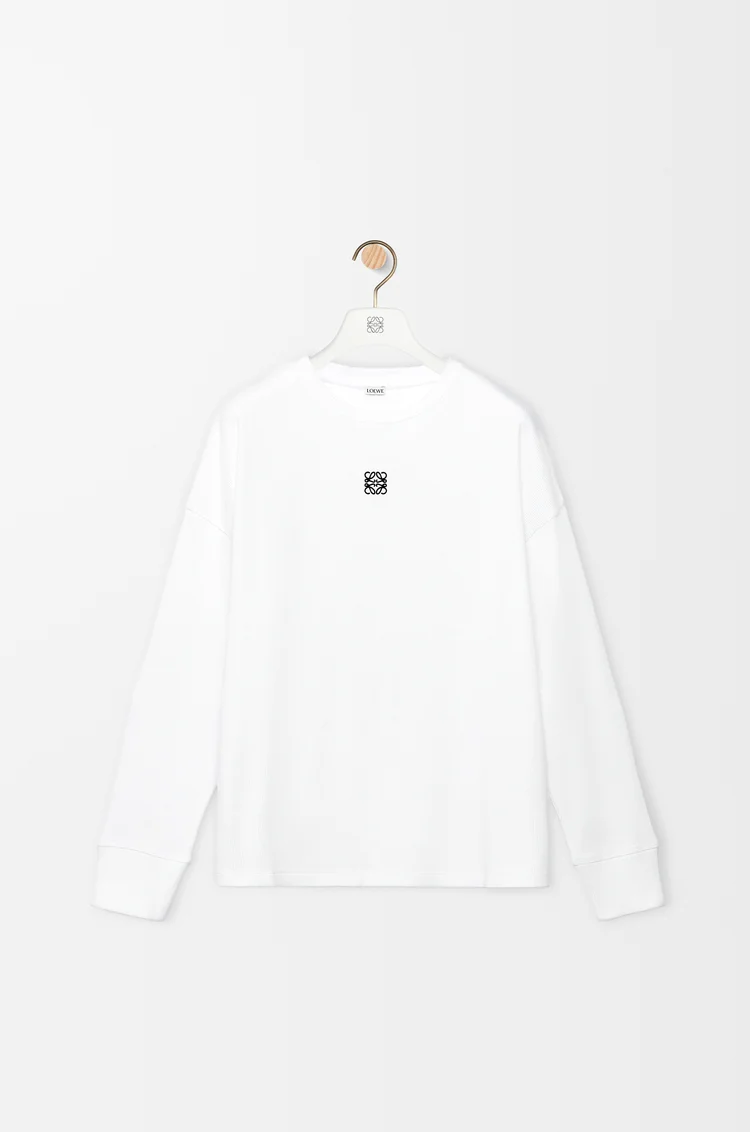 LOEWE Camiseta de manga larga de corte oversize en algodón Blanco
