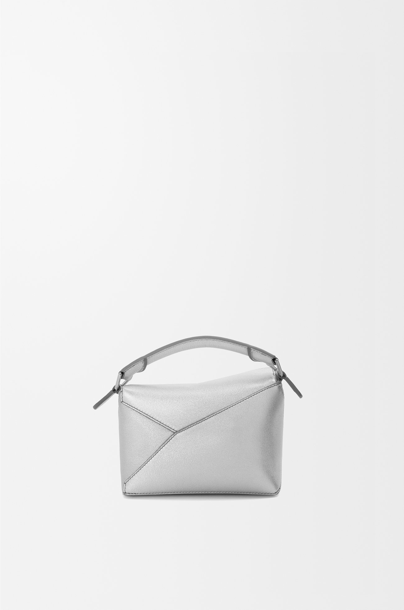 LOEWE Mini Puzzle Edge bag in laminated lambskin Silver plp_rd