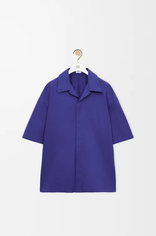 LOEWE Short sleeve shirt in cotton Indigo Blue