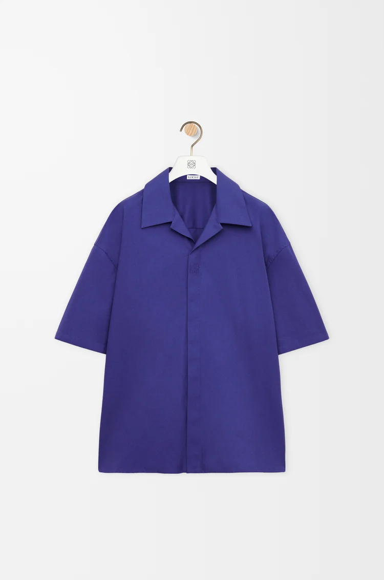 LOEWE Short sleeve shirt in cotton Indigo Blue