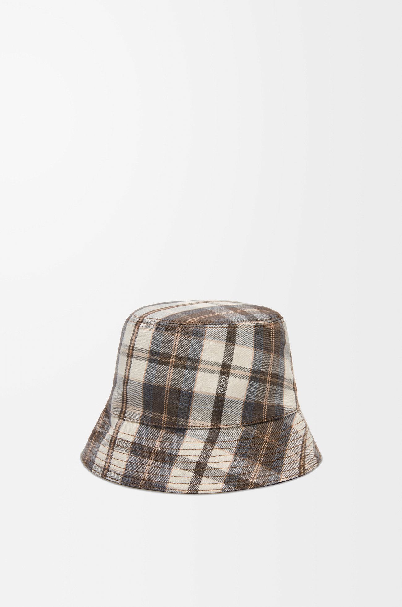 LOEWE 帆布格子雙面漁夫帽 米色