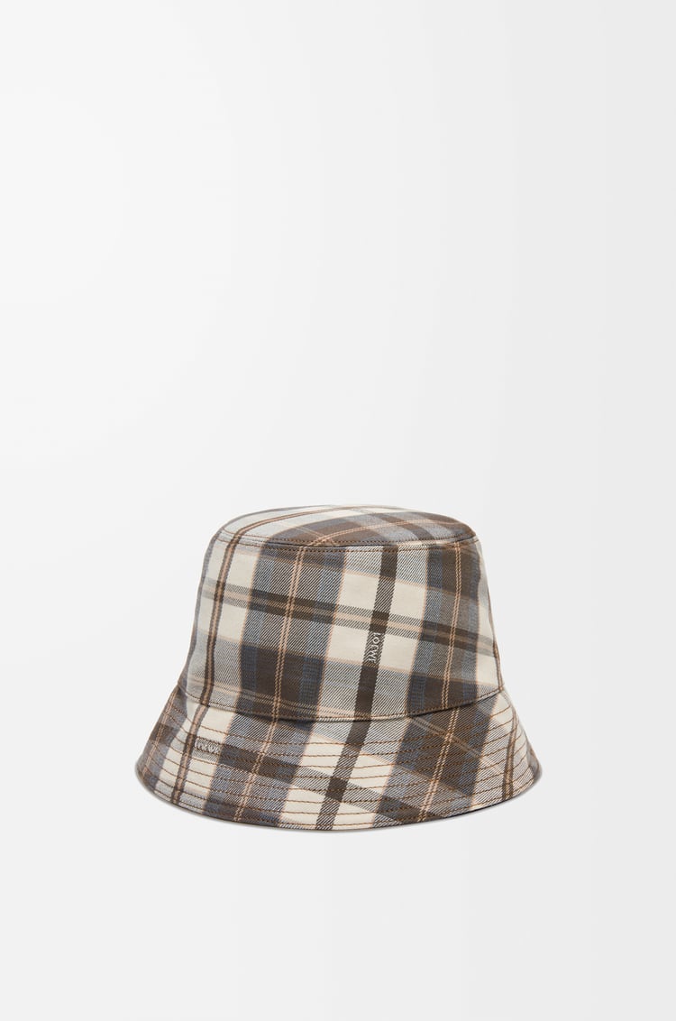 LOEWE Reversible bucket hat in waxed canvas and tartan Beige