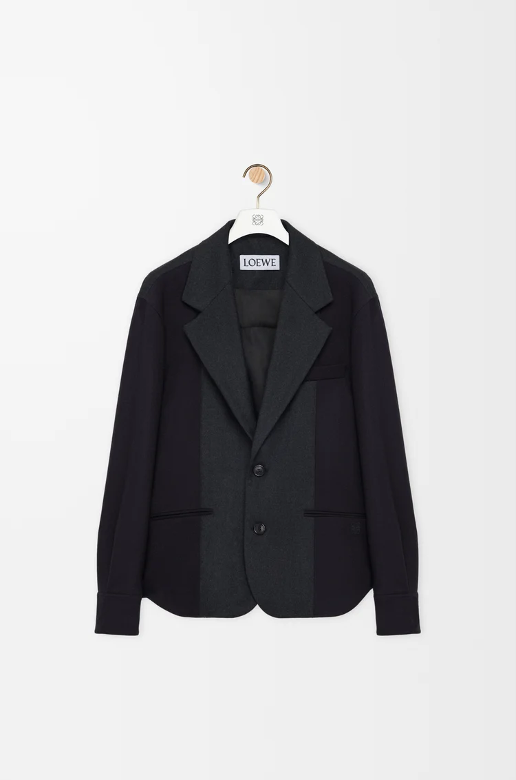 LOEWE Giacca ibrida in lana Blu Navy/Grigio