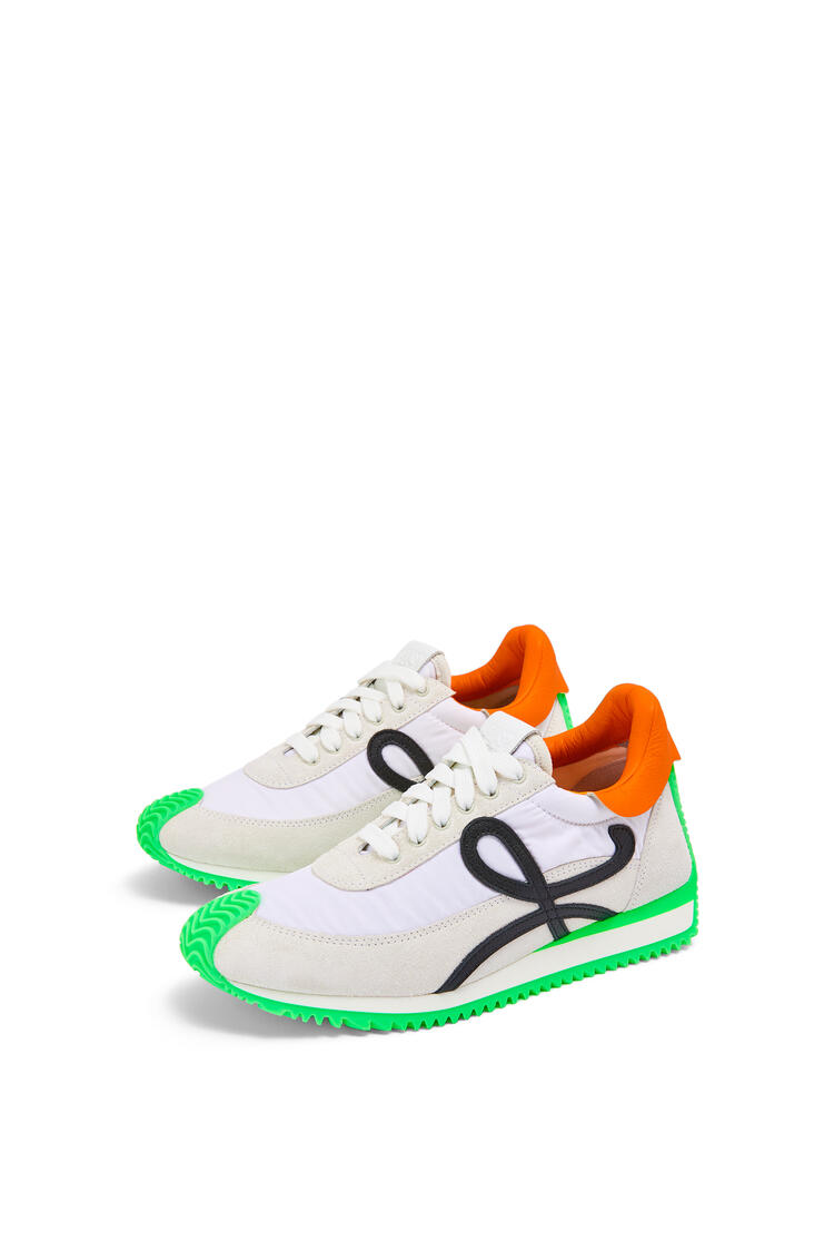 LOEWE Flow runner in nylon and suede Soft White/Neon Green pdp_rd