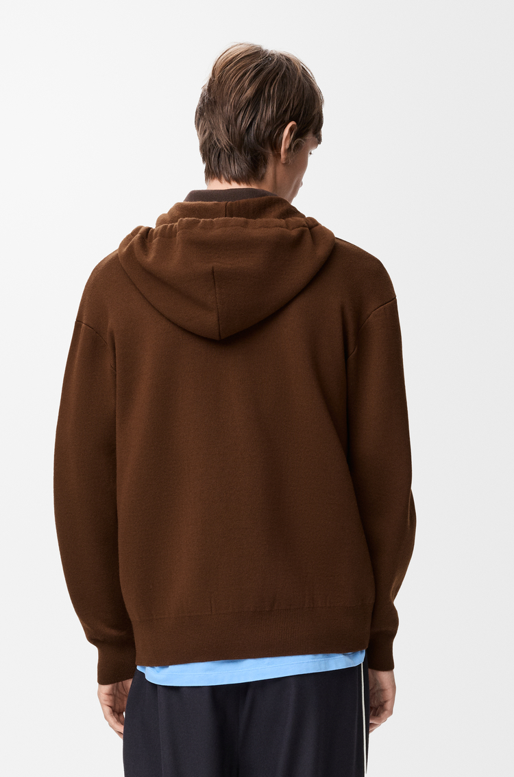 LOEWE Zip-up hoodie in wool Brown