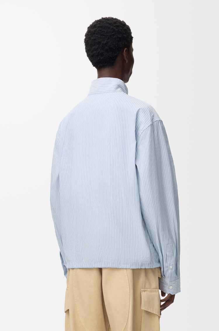LOEWE Zip-up jacket in technical linen White/Light Blue