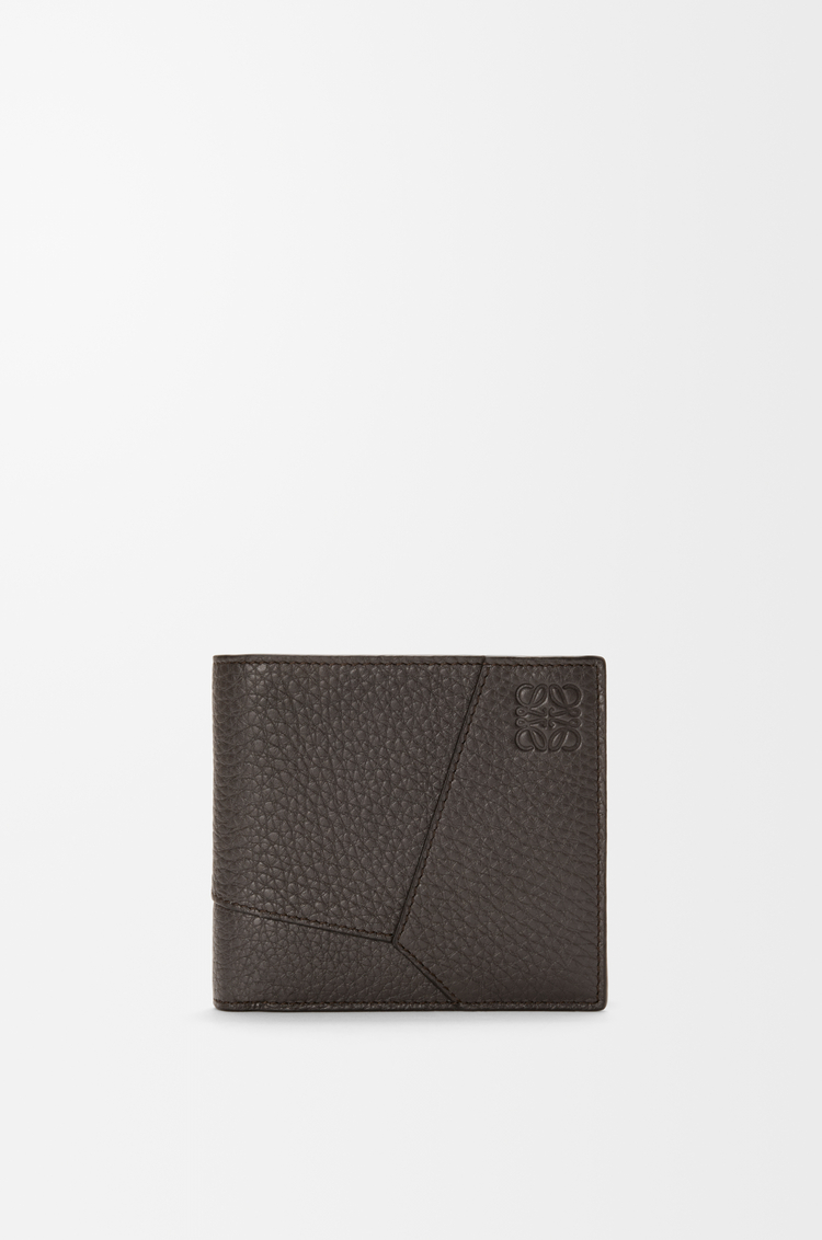 LOEWE Flache, kompakte Puzzle Brieftasche aus Seiden-Kalbsleder Dunkelgrau