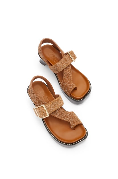 LOEWE Ease heel sandal in brushed suede Tan plp_rd
