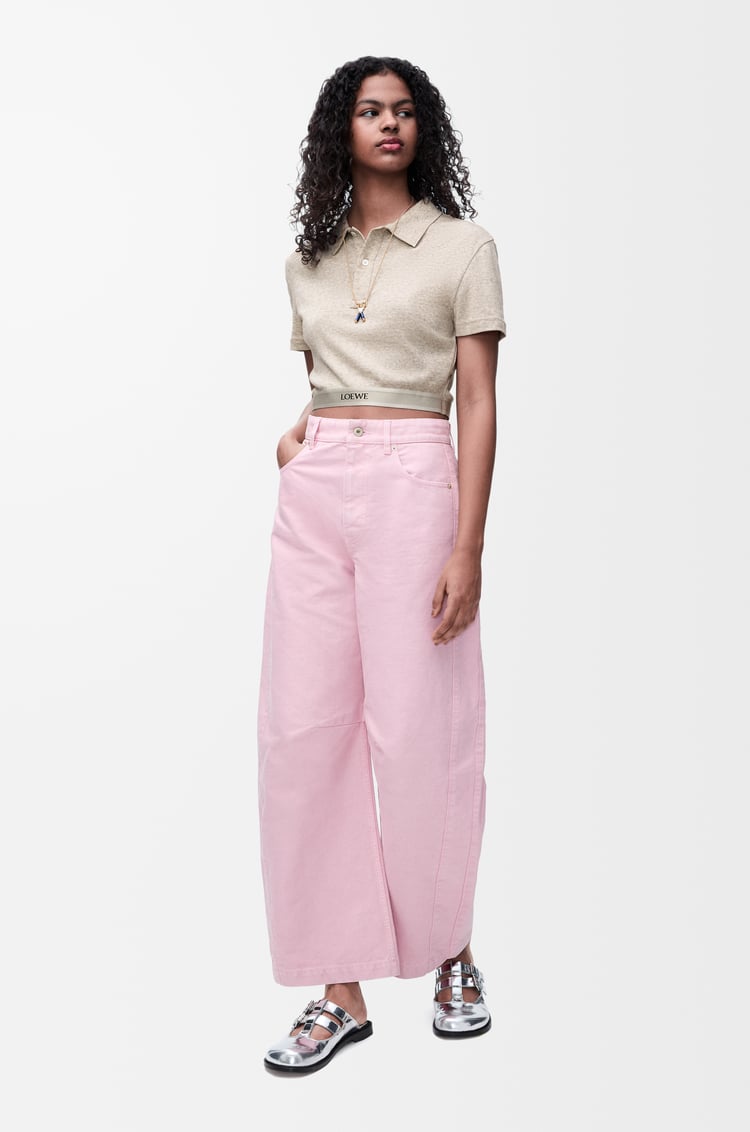 LOEWE Cropped polo in cotton and wool Beige