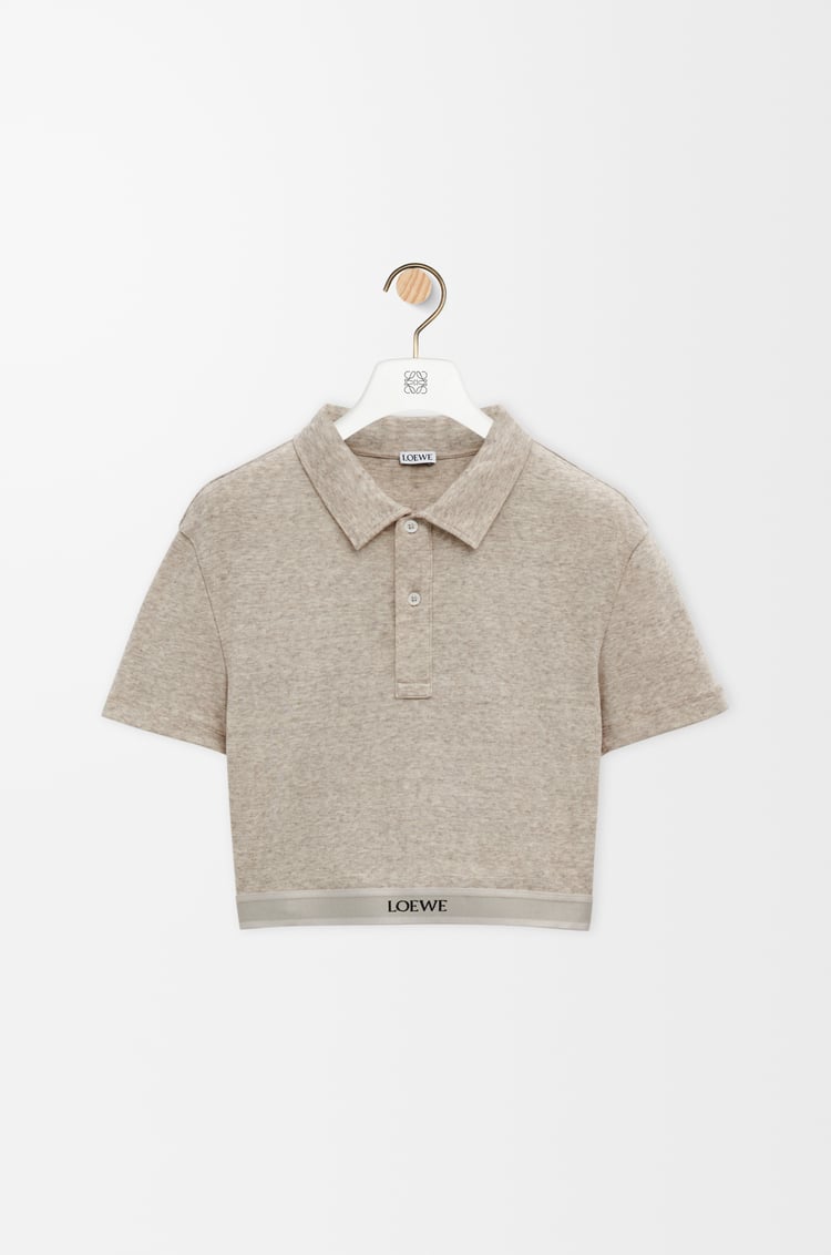 LOEWE Cropped polo in cotton and wool Beige