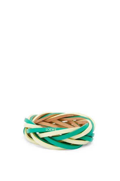 LOEWE Bicolour braided bangle in calfskin Pale Lime/Green
