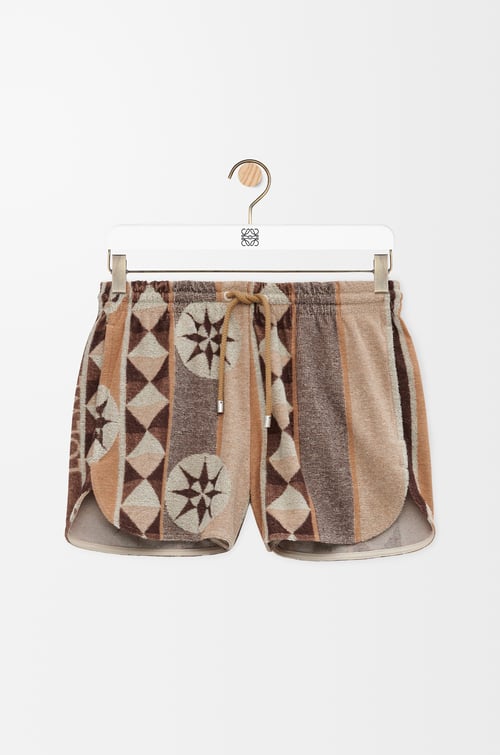 LOEWE Shorts in terry cotton jacquard Beige/Multicolor