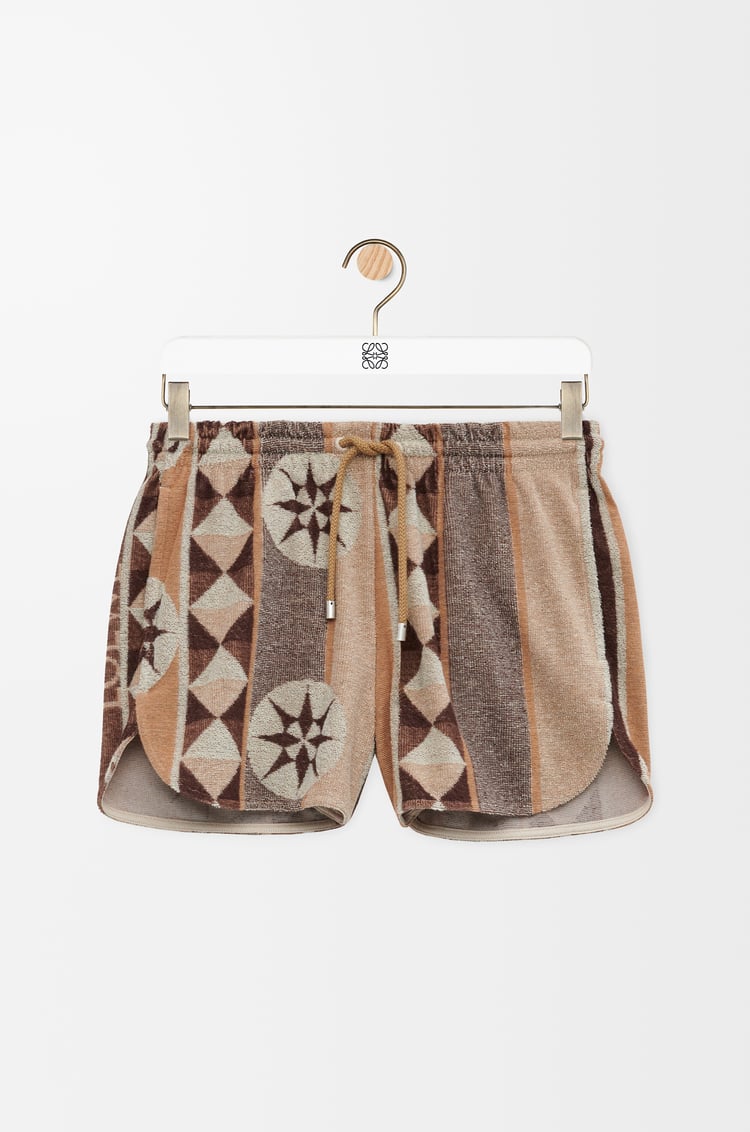 LOEWE Shorts in terry cotton jacquard Beige/Multicolor