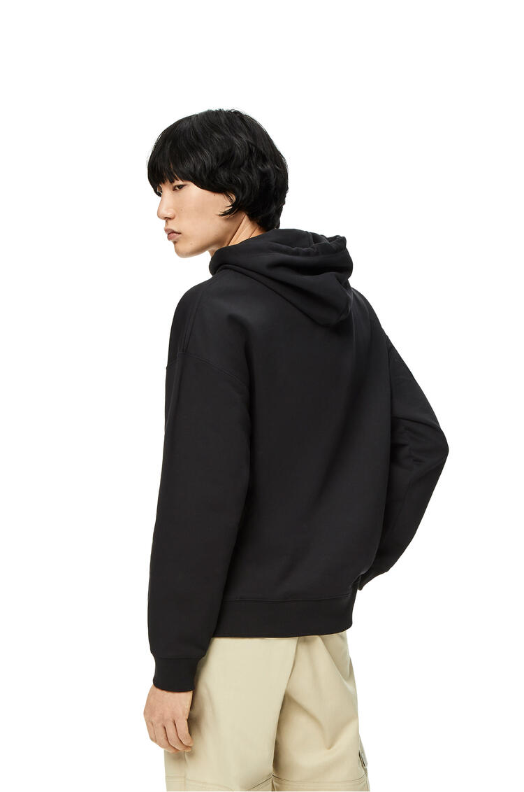 LOEWE Anagram leather patch hoodie in cotton Black pdp_rd