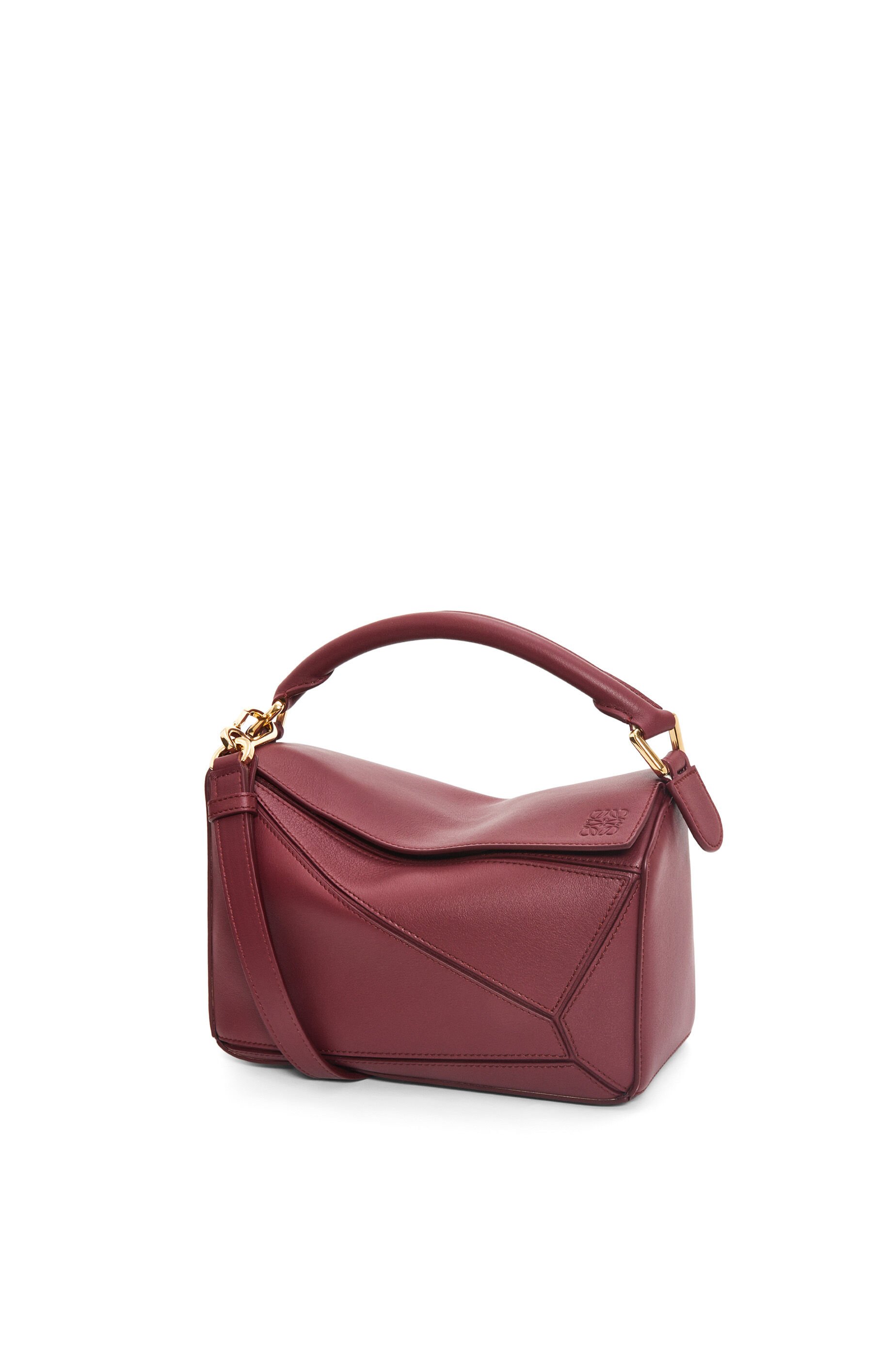 Small Puzzle bag in classic calfskin Vivid Orange Burgundy LOEWE