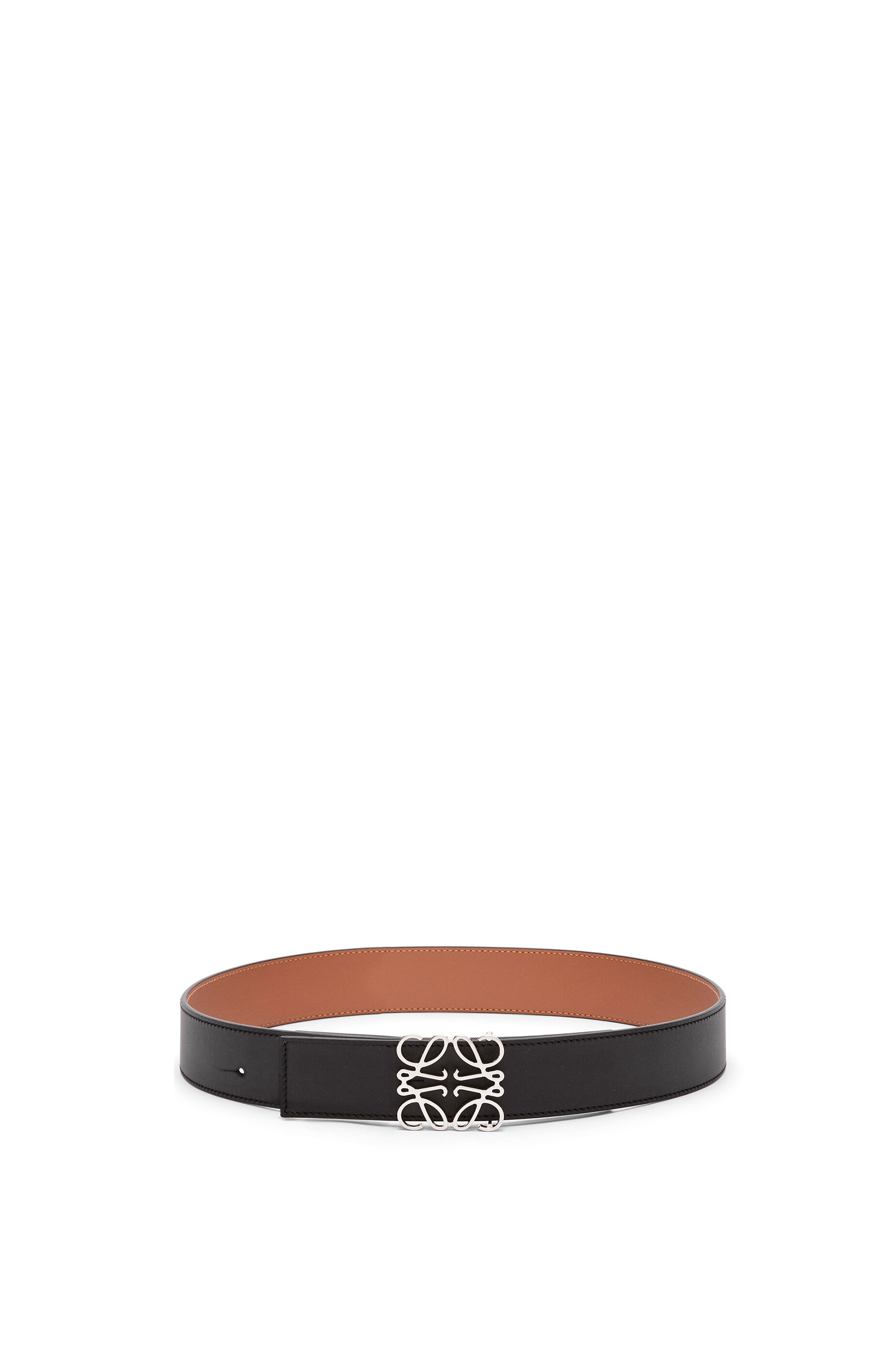 Reversible Anagram belt in smooth calfskin Asphalt Grey Black