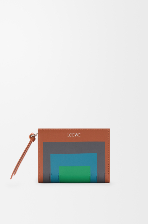 LOEWE 컴팩트 지갑 - 나파 카프스킨 캐러멜/브라이트 그린