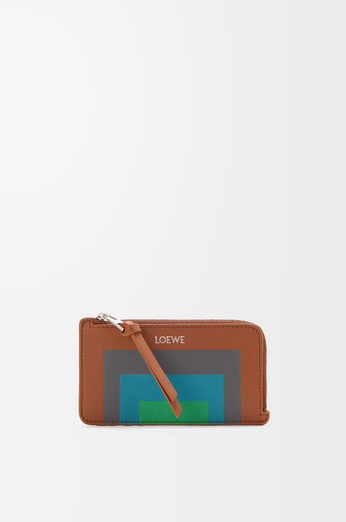 LOEWE 코인 카드홀더 - 나파 카프스킨 캐러멜/브라이트 그린