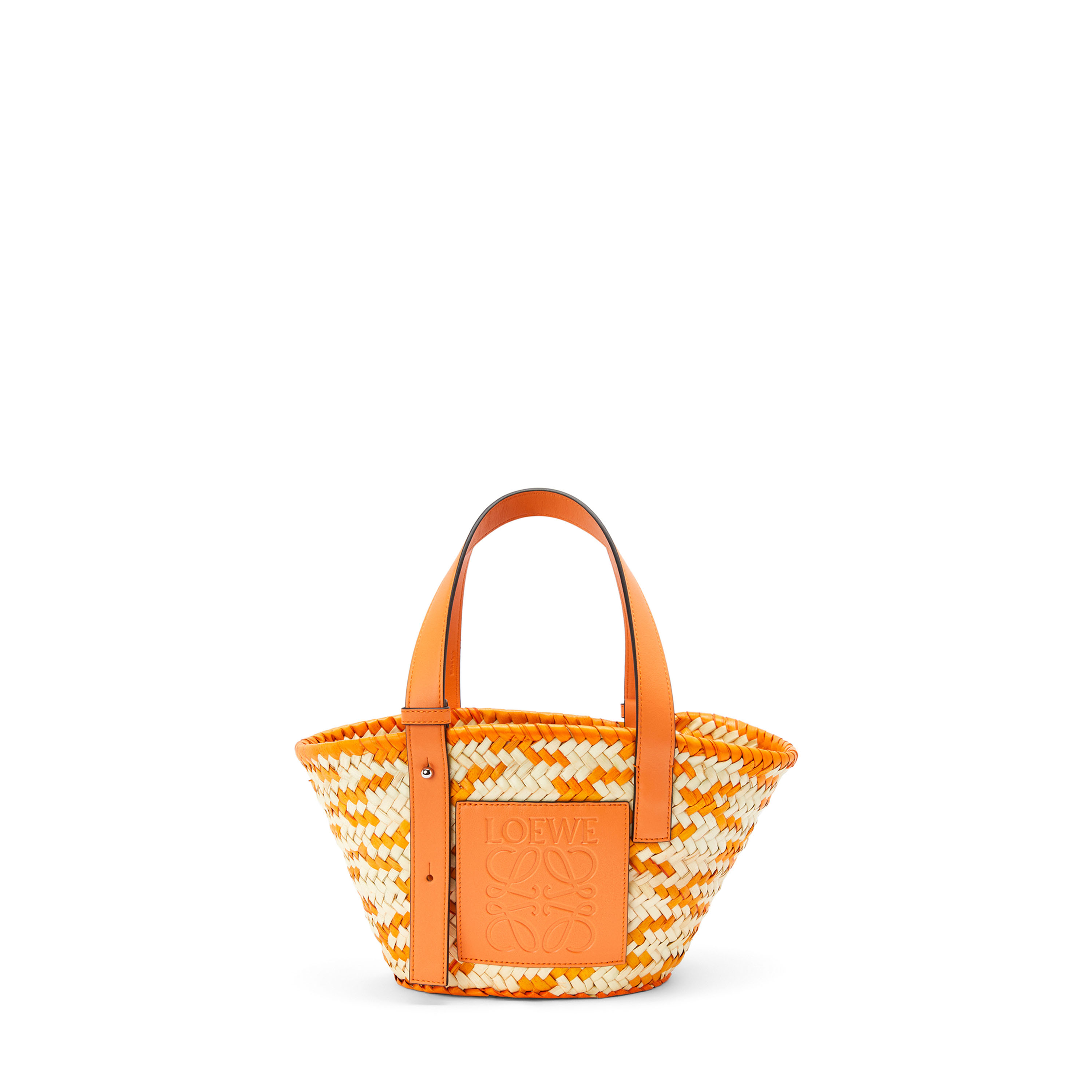 Bolso tipo cesta pequeña en hoja de palma y piel de ternera  Natural/Albaricoque - LOEWE