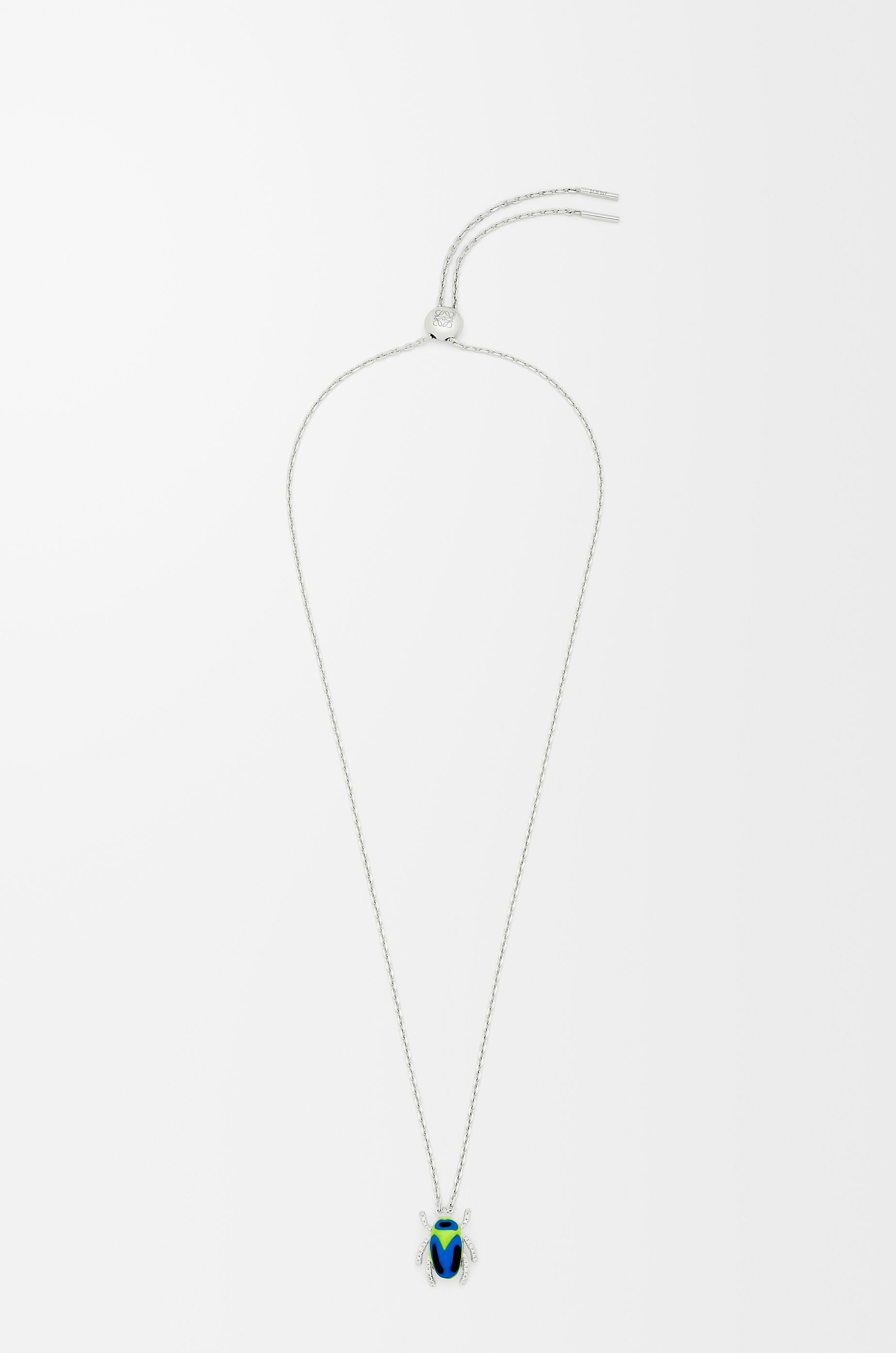 Loewe Scarabeo Necklace In Sterling Silver, Enamel And Crystal For Woman