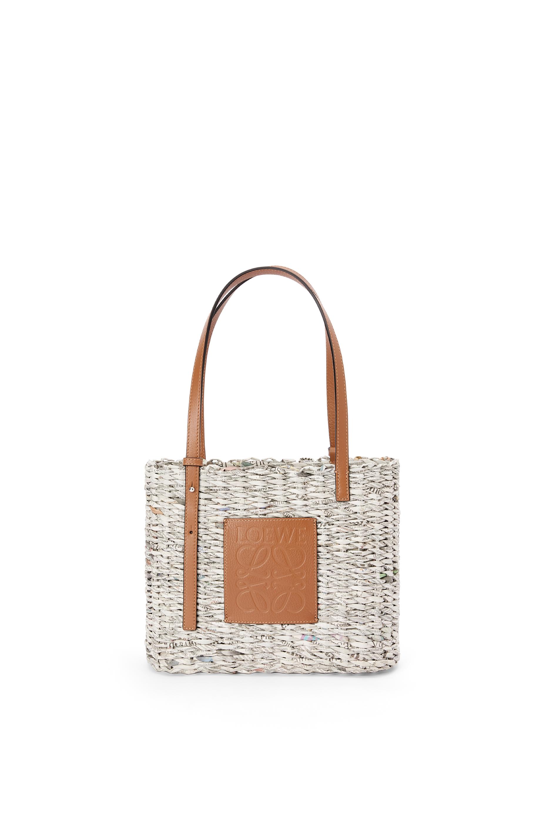 Loewe + Paula's Ibiza small leather-trimmed woven raffia tote - Women - Brown Tote Bags