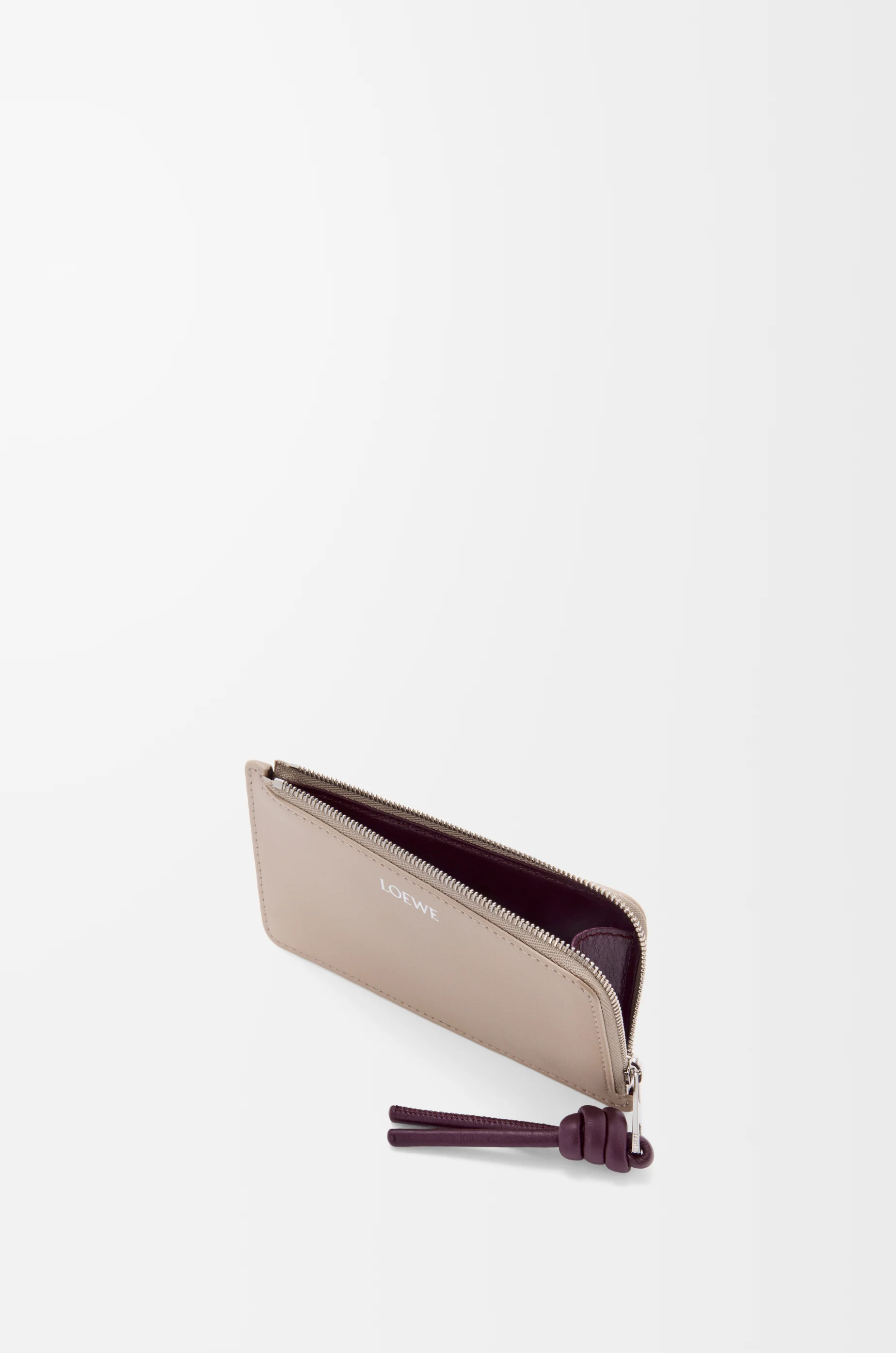 LOEWE Tarjetero-monedero Knot en piel napa de ternera Arcilla/Ciruela