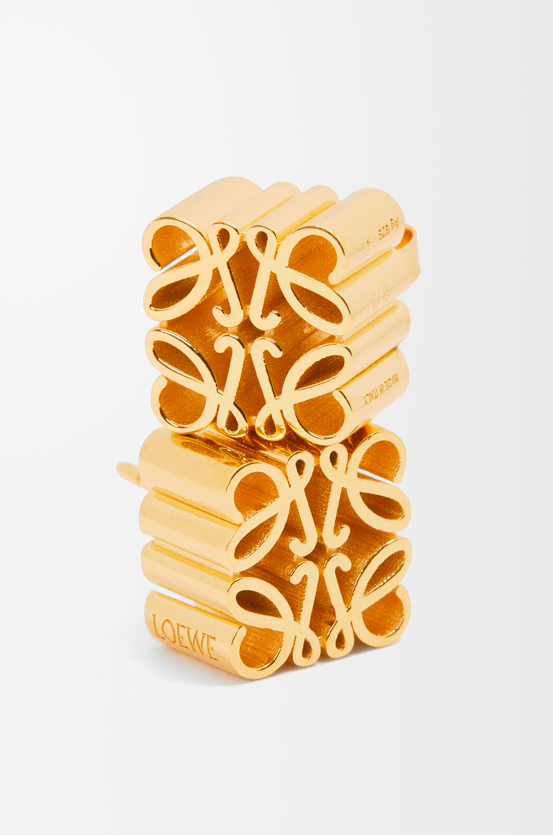 LOEWE 紋銀 Anagram 耳釘 金色