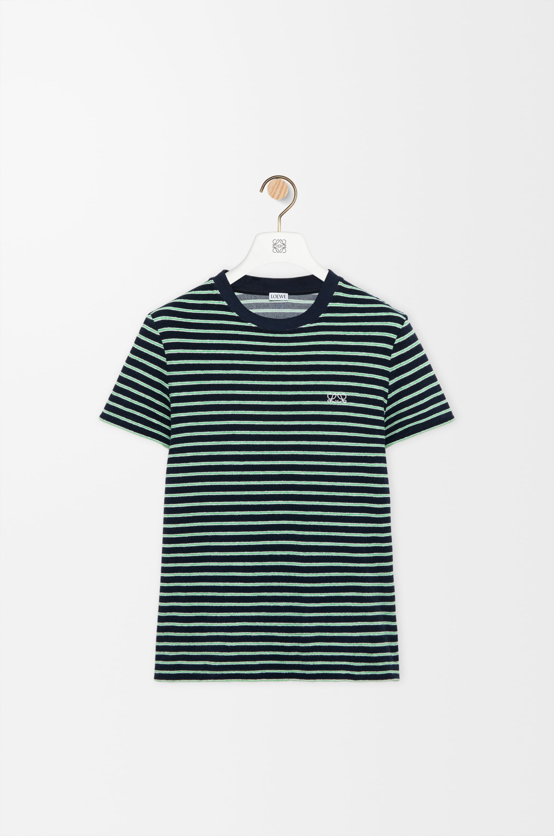 23876✨LOEWE Striped T-Shirt ロエベ ロゴ Tシャツ T-shirt in cotton blend terry Blue - LOEWE USA Official Website