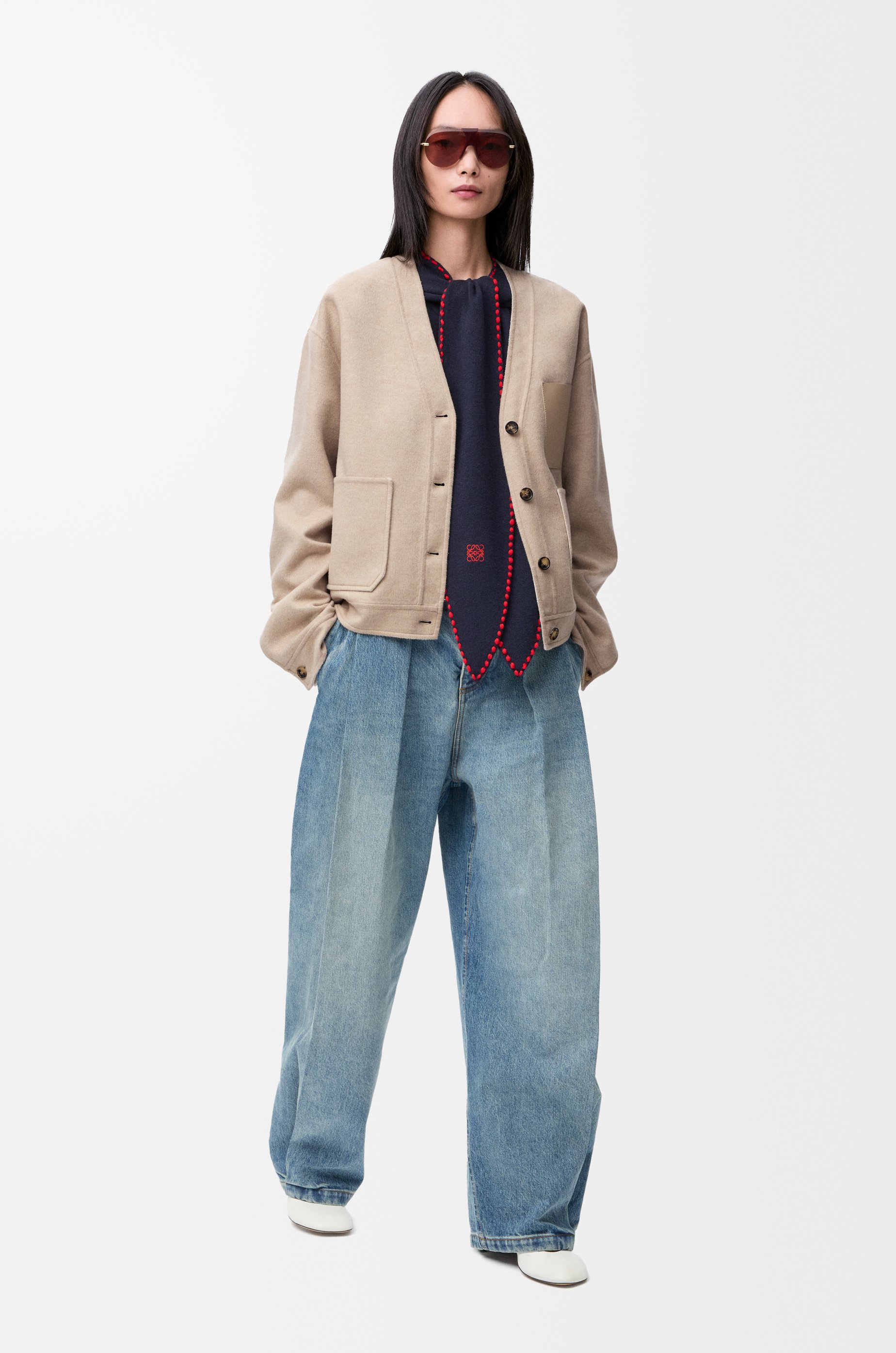 Loewe Cardigan In Wool And Cashmere Size:44 For Woman In Multi