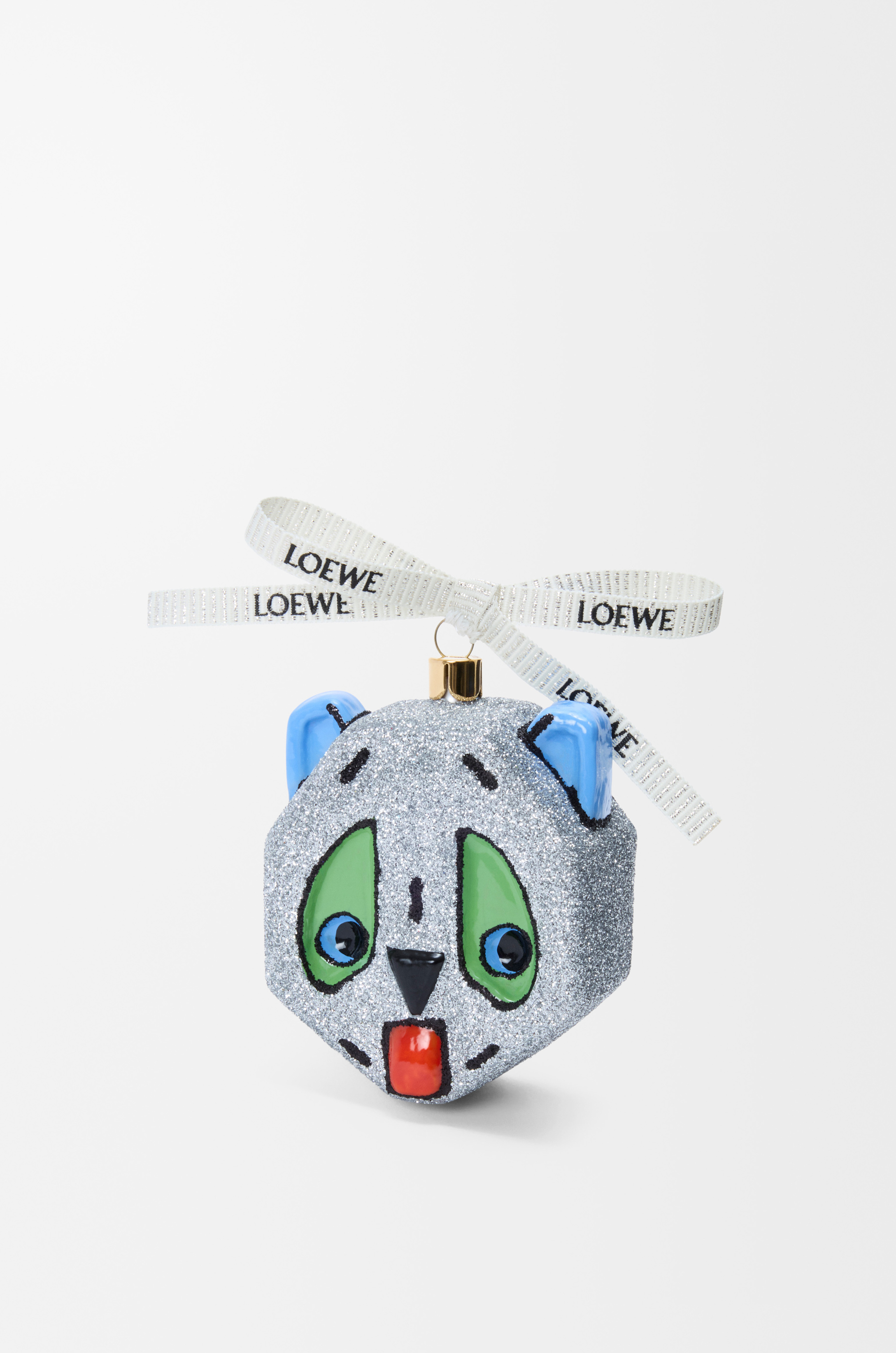 Futurist Cat bauble in blown glass White - LOEWE USA Official Website