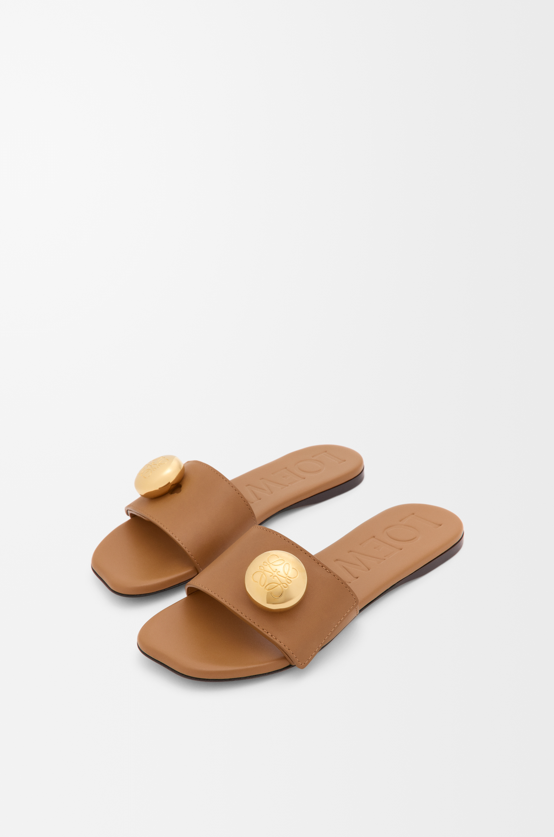 LOEWE 柔软牛皮革 Pebble 凉鞋 橡木棕
